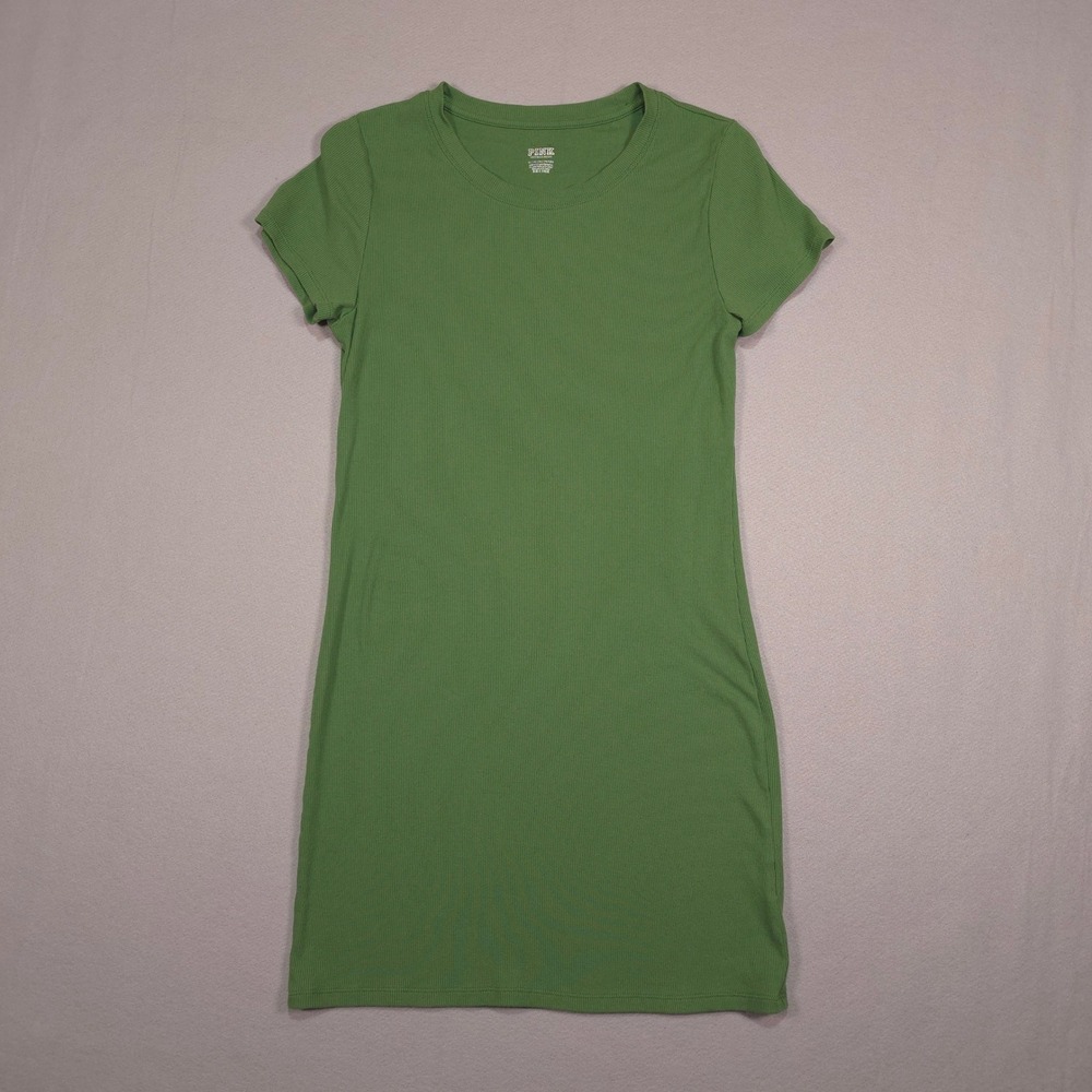 PINK Victoria's Secret Ribbed T-Shirt Mini Dress Green Short Sleeve XL